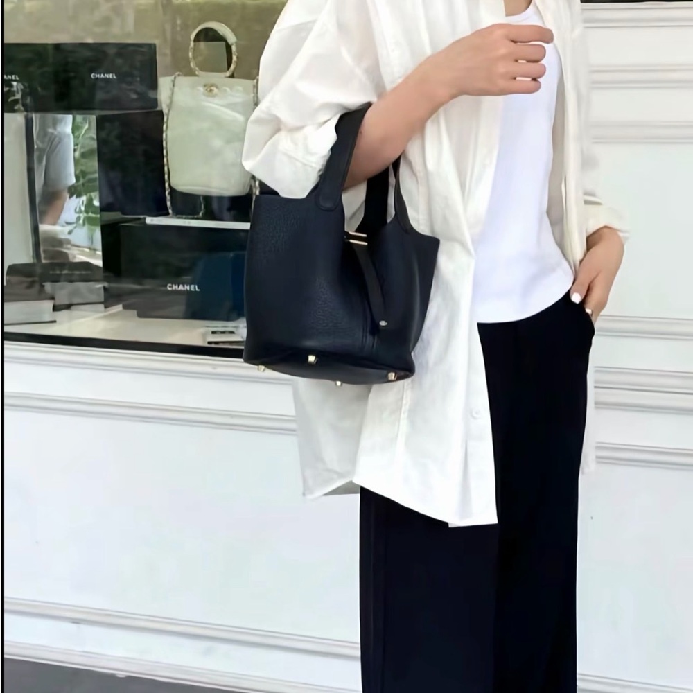 Black Leather Tote Bag